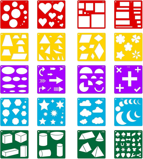 20 Pcs Kids Drawing StencilShape Tracing Templates Basic Shape Templates Geometry Shape Stencils Reusable DIY Painting Stencils for Kids Boys Girl...