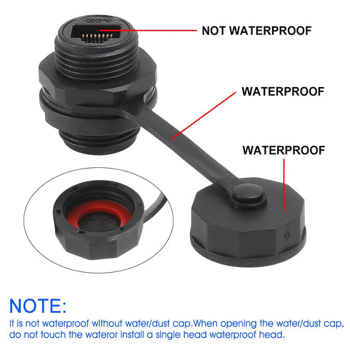 5pcs RJ45 Ethernet LAN Cable Connector CAT6 Shielded Industrial Panel Mount Bulkhead Feed Thru Coupler with Waterproof IP67 Dustproof Cap Outdoor ...