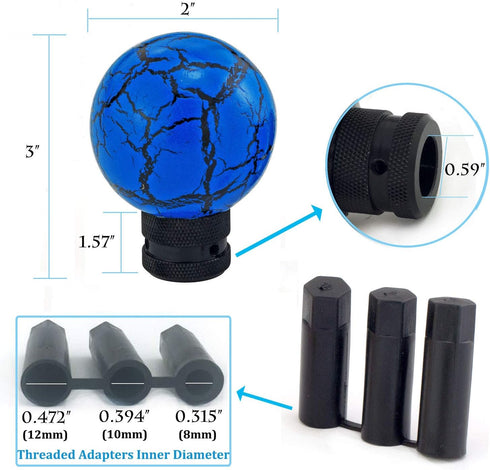 Gear Shifter Handle, Marble Ball Shape MT Car Stick Shift Knob Fit Most Automatic Manual Transmissions, Blue...