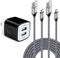 USB Wall Charger Block 2.1A Dual Port Samsung Charger Plug with 2Pack 6ft Nylon Braided Type C Cable for Samsung Galaxy S24 S23 FE S22 S21 S20 S10...