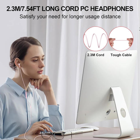 USB Headset with Microphone for PC 7.5 Ft Cable, USB A Headphones for Computer, Wired USB Earbuds with Mute Stereo Noise Canceling Call Cord Earph...