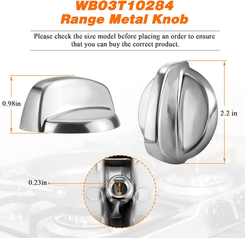 Upgraded WB03T10284 PS2321076 Burner Control Knobs 6 Pack Stainless Steel Finish - Fit for General Electric GE Range/Stove/Oven Knob - Replaces 1373043 AP4346312 AH2321076 EAP2321076