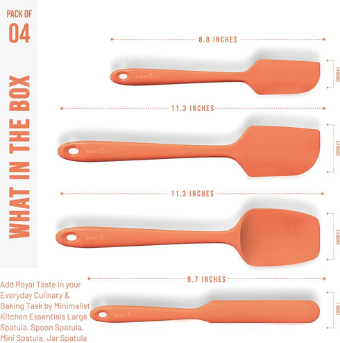 Silicone Spatula Set - 4-Piece Rubber Spatulas Silicone Heat Resistant 600°F for Everyday Task - Seamless Design Kitchen Spatulas for Nonstick Coo...