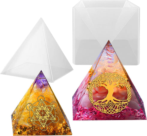 Large Pyramid Silicone Molds Big Pyramid Resin Mold Epoxy Resin Casting Molds with Plastic Stand Base for Jewelry Casting DIY Crafts...