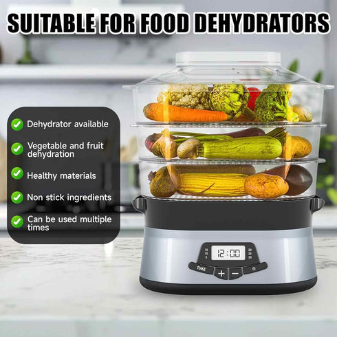 8Pcs Round Silicone Dehydrator Sheets Non-stick Fruit Dehydrator Mats Dehydrator Tray Liner Reusable Reusable Steamer Mat Mesh Sheet for Fruit Dry...