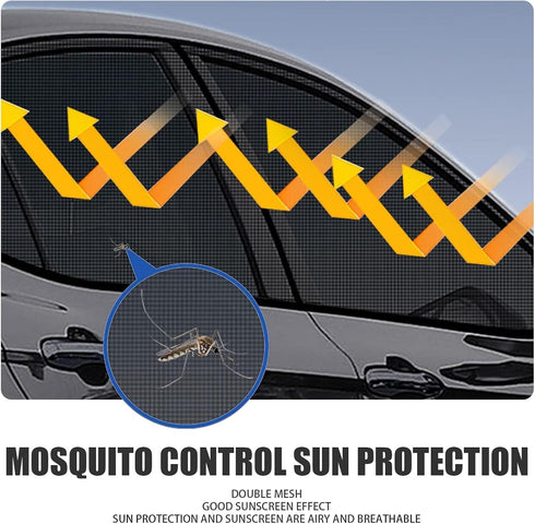 Pack-4 Car Front and Rear Side Window Sunshade, 26.3" x 27.5" + 21.2" x 31.1" Breathable Mesh Privacy Protection, Dustproof Sunproof Window Free L...