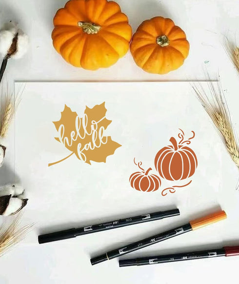 24Pcs Fall Stencils 3x3 in Reusable,Small Fall Stencil for Painting on Wood- Autumn Templates for Thanksgiving DIY Crafts Ornaments Wood Slice...