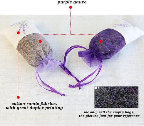 Sachet Empty Bags Linen Fabric Bags Organza Gauze Bags for Lavender, Spice and Herbs (24pcs Purple Drawstring Bag)...