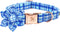 Elegant little tail Dog Collar with Flower - Blue Plaid Dog Collar Cute Flower Collar Adjustable Dog Collar for Large Dog...