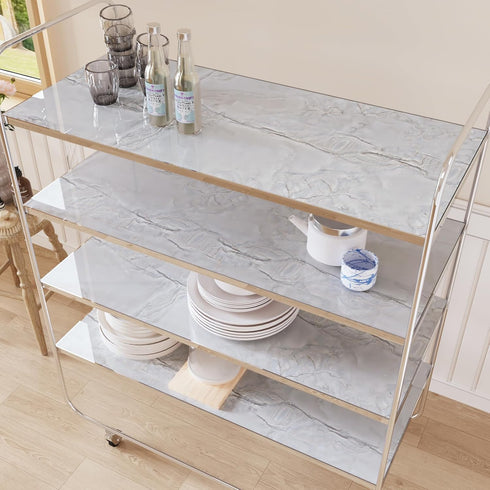 CRE8TIVE Grey White Marble Contact Paper for Countertops Glossy Marble Wallpaper Peel and Stick Countertop Contact Paper Waterproof Self Adhesive ...