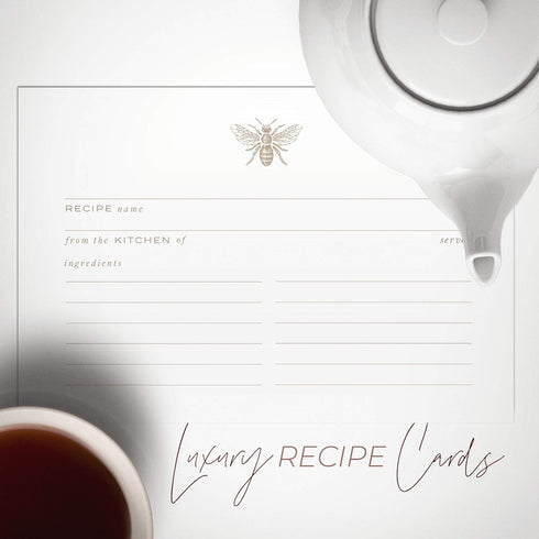 Gold Bee Recipe Cards from Dashleigh, 48 Cards, 4x6 inches, Water-Resistant and Double-Sided (Bee Recipe Cards)...