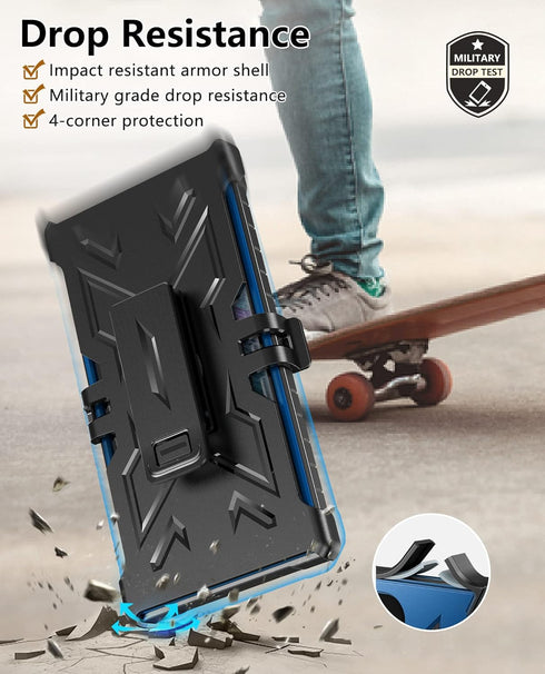 FNTCASE for Samsung Galaxy S22 Ultra Case: Built-in Screen Protector & Kickstand & Belt-Clip Holster, Extra Front Frame Full-Body Dual Layer Rugge...
