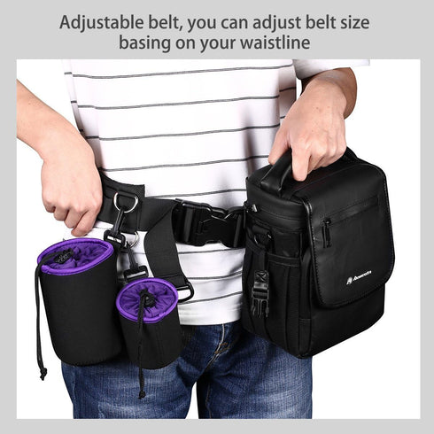 Powerextra Multifunction Outdoor Photography Adjustable Waist Strap Belt with D-rings for Hanging Tripod Lightweight Camera Bag Lens Pouch Flash B...