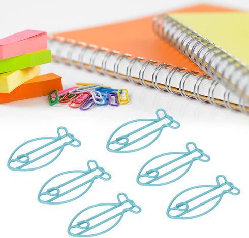 Jeanoko 100pcs Shaped Paper Clips Fish Shape Metal Paper Clips Portable Office Clips for File Classification Document Organizing...