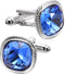 Blue Zircon Gemstone Cufflinks for Men Lady In Gift Case Silver/Golden Square Men's Cufflinks Jewelry Set for Wedding Anniversary Business Party E...