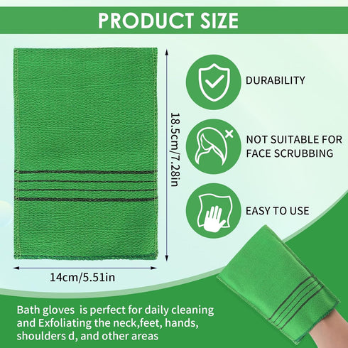 4PCS Exfoliating Body Scrubber, Korean Asian Exfoliating Bath Washcloths Mitt Viscose Rayon Towel Glove Bath Sponge for Dead Skin (2Green+2Red)...