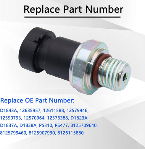 Oil Pressure Sensor Switch Sending Unit D1843A 12635957 Compatible with Chevy Colorado Equinox Trailblazer Malibu Impala GMC Envoy Canyon Buick La...