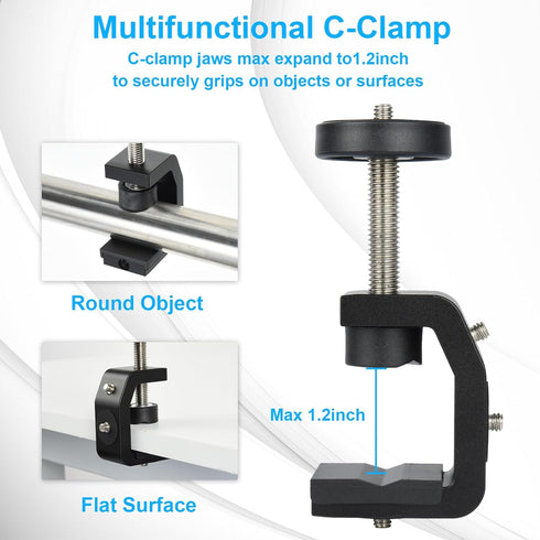 UTEBIT C-Clamp with Mini Ball Head?Desk Clamps Set Aluminum with 1/4 Thread Hole, C-Clamp Mount 360 Degree Rotation Tripod Head with 1/4" hot Shoe...