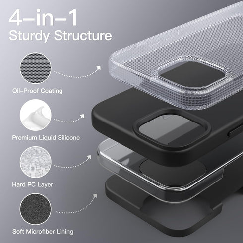 JETech Silicone Case for iPhone 13 6.1-Inch, Silky-Soft Touch Full-Body Protective Phone Case, Shockproof Cover with Microfiber Lining (Black)......