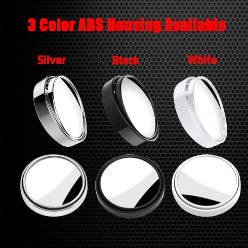 Ampper 2" Round Blind Spot Mirror, 360 Degree Adjustabe HD Glass and ABS Housing Convex Round Stick-On Mirror for Car (Black, Pack of 2)...