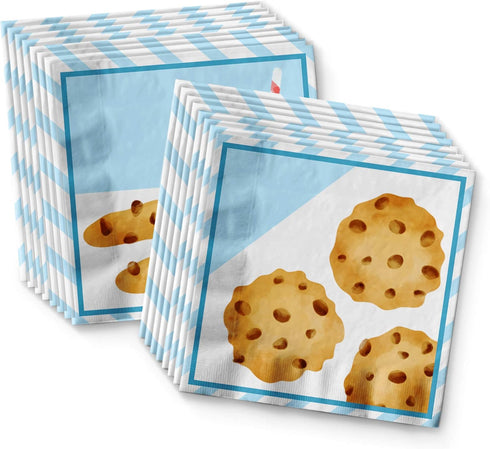 Milk and Cookies Birthday Party Supplies Set Plates Napkins Cups Tableware Kit for 16...