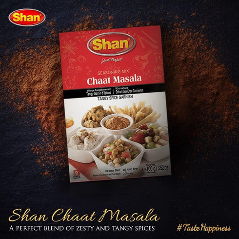 Shan - Chaat Masala Seasoning Mix (100g) - Spice Packets for Tangy and Spicy Garnish...