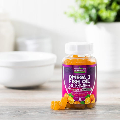 Omega 3 Fish Oil Gummies, Extra Strength Omega Fish Oil Supplement, High Absorption for Joint, Heart & Brain Support, Nature's Heart Healthy Omega...