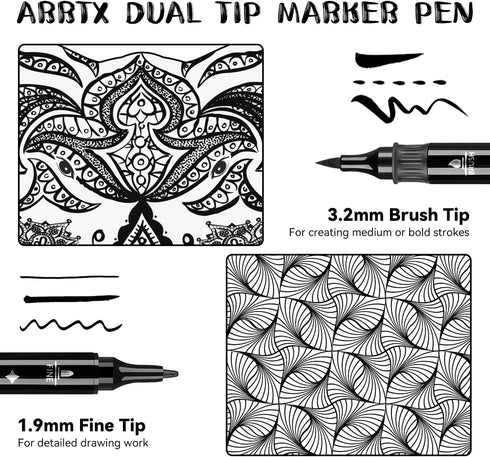 Arrtx 8 Pack Black Acrylic Paint Pens, Dual Tip Acrylic Paint Markers for Rock Painting, Graffiti, Paper, Wood, Ceramic, Fabric, Glass, Canvas, Pl...