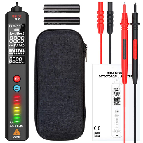 BSIDE EBTN LCD Voltage Detector, 3-Line Display Non-Contact AC Voltage Tester Pen, Adjustable Sensitivity, Dual Range 6V-1000V/90V-1000V Electrici...