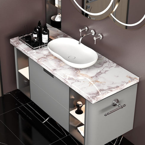 85" x15.8" White Brown Marble Contact Paper Glossy Marble Wallpaper Peel and Stick Countertops for Kitchen Bathroom Counter top Stick Paper Granit...