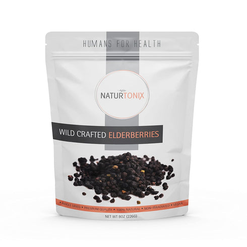 Naturtonix Whole Dried Elderberries, All Natural Immune Booster, Vegan, Gluten Free & Non-GMO, Vitamin C, Sambucus Nigra, For Making Tea, Syrup, J...