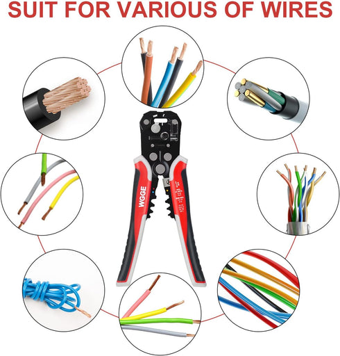 WGGE WG-014 Self-Adjusting Insulation Wire Stripper. For stripping wire from AWG 10-24, 3 in 1 Automatic Wire Stripping Tool/Cutting Pliers Tool, ...