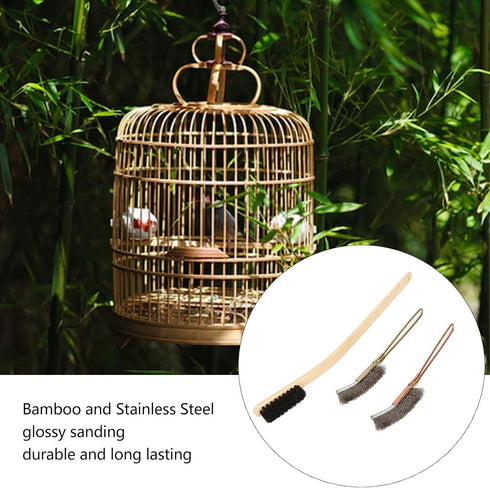 Pssopp 3Pcs Bird Cage Brush, Handle Long Brush Pet Cage Brush Accessories for Pet Bird Small Animal...