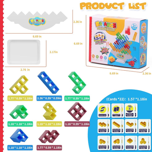 48 Pcs Tower Balance Game, Stack Attack Board Games for 2 Players Family Games, Balance Tower Building Blocks, Building Blocks Stacking Balance Ga...