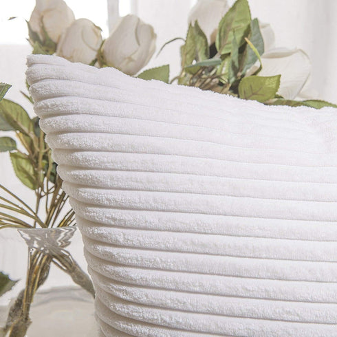 Home Brilliant Striped Corduroy Pillow Cover 24x24 Euro Throw Pillow Sham Accent Couch Cushion Cover for Spring Decor, 24 x 24 inch (60cm), Creamy...