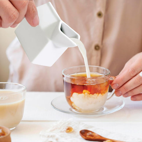 HIC Kitchen Milk Carton Creamer, Fine White Porcelain, 6-Ounces...