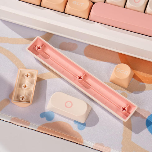 Cute Keycaps, Moa Profile Keycaps 75 Percent,PBT Double Shot Keycaps Set, Pink Round 130 Keys for Mechanical Keyboard 61/64/75/84/87/104/108 Layou...