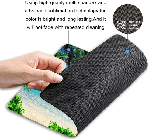 Beach Mouse Pad, Tropical Palm Trees and Cool Seawater Island Landscape Rectangular Mouse Pad, Non-Slip Rubber MousePads for Office Home Laptop, 9...