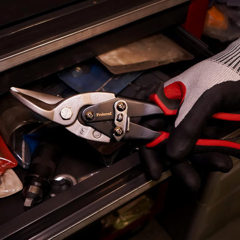 Proferred T02002 Aviation Snips, TPR Grip, Left Cut, Red/Black...