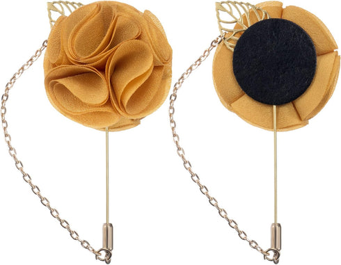 Shappy 15 Pcs Men's Satin Lapel Flower Pins with Metal Chain, Handmade Multi-color Boutonniere Pins with Gift Box for Career Suit Tuxedo of Shirts...