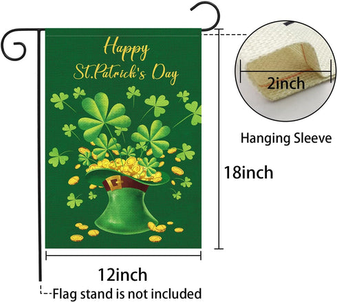 Happy St Patrick's Day Garden Flag 12 x 18 Inch Burlap Spring Flag Double Sided Printed Shamrocks Holiday Flags Happy St. Patrick's Sign for Home ...