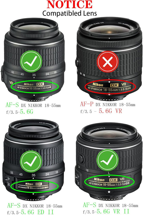 52mm Lens Cap Cover for Nikon D5100 D5200 D5300 D5500 D3300 D3200 D3100 D3000,AF-S DX 18-55mm f/3.5-5.6G ED,AF-S DX 18-55mm f/3.5-5.6G VR,AF-S DX ...