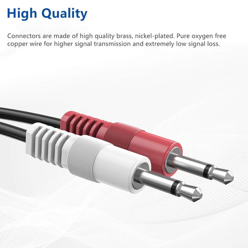 3.5mm Stereo Male to Dual 3.5mm Mono Male Audio Cable, 3ft 3.5mm 1/8" TRS Male to 2 x 3.5mm 1/8" TS Male Y Breakout Cable Splitter Adapter Connect...