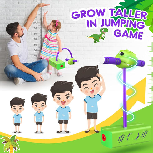 Jumping Helps Grow Taller, Dinosaur Toys for 3-8 Year Old Boys, Foam Pogo Jumper for Kids Pogo Stick for Kids, Outdoor Toys Birthday Party Gifts C...