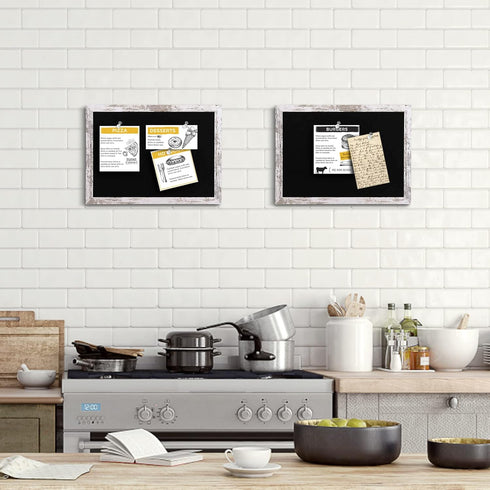 Black Felt Bulletin Board, Bulletin Boards for Walls with Wood Frame, Pin Board Vision Board for Office Home Kitchen and School with Pins, Screws,...
