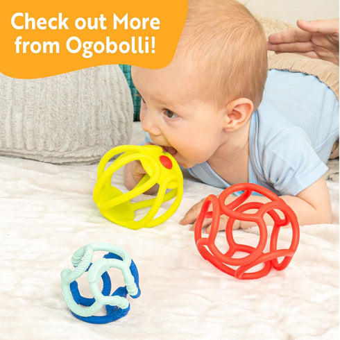 OgoBolli Teether Ring Tactile Sensory Ball Toy for Babies & Toddlers - Stretchy, Squishy, Soft, Non-Toxic Silicone - Boys and Girls Age 6+ Months ...