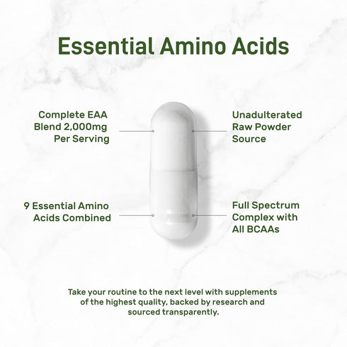 Essential Amino Acids (EAA) 2000mg Per Serving, 300 Capsules – Unflavored - 9 in 1, All BCAAs (Branched-Chain Aminos) – Lean Muscle Support & Natu...