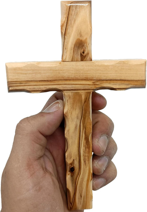Zuluf 6.2" Olive Wood Plain Wall Cross | Christian Handmade Wooden Cross for Wall from Jerusalem Holy Land | Wall Cross for Home Decor | Catholic ...