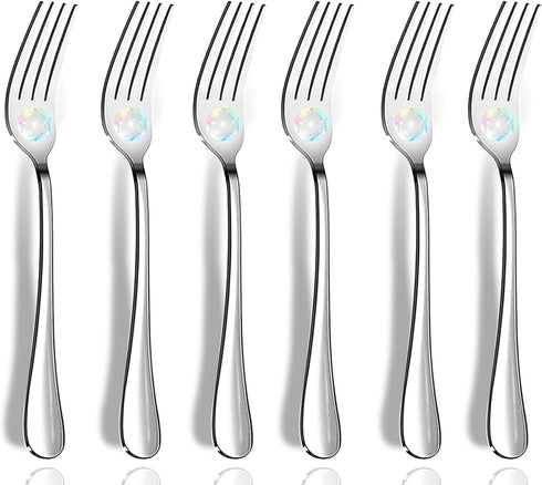 Dinner Forks, Set of 6 Top Food Grade Stainless Steel Silverware Forks, Flatware Set,8 Inches, Mirror Finish & Dishwasher Safe, New Apartment Esse...