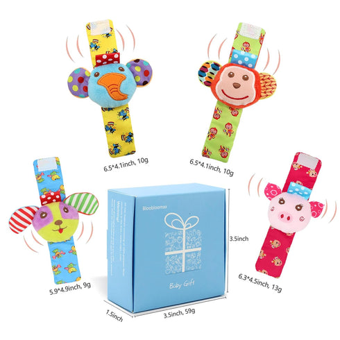 Wrist rattles for Babies 0-24 Months Baby Animal Hand & Foot Finder Educational Toys (4W)...
